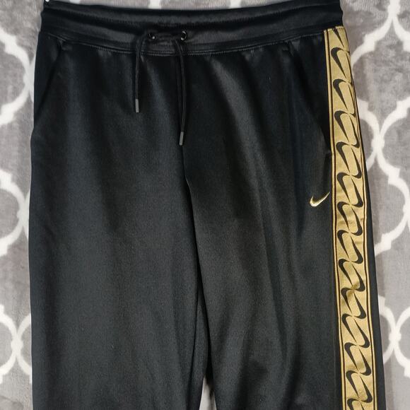 Nike Swoosh Track Pants Women Small Black Gold Side Stripe - Picture 4 of 11